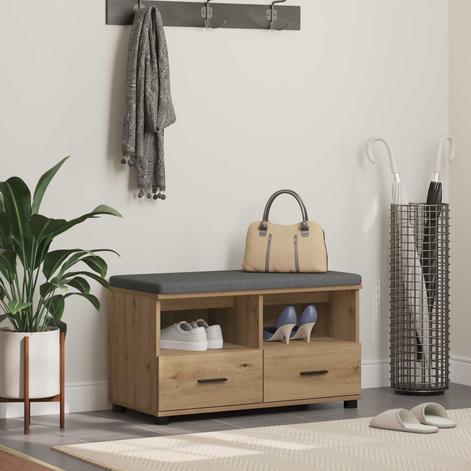 vidaXL Ławka w przedpokoju Dąb rzemieślniczy 80 x 38 x 46 cm