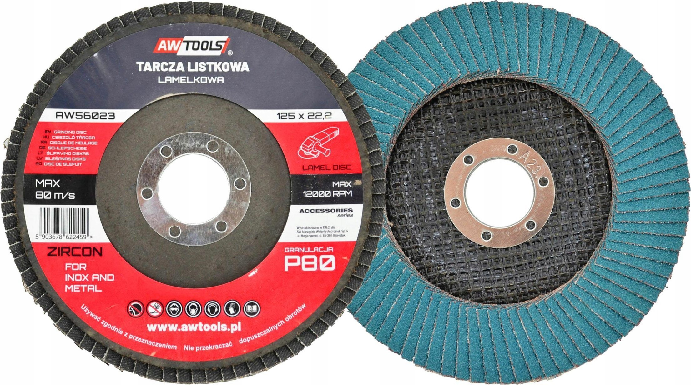 AWTools AWTOOLS ŚCIERNICA LISTKOWA 125 P 60 INOX METAL CYRKONOWA