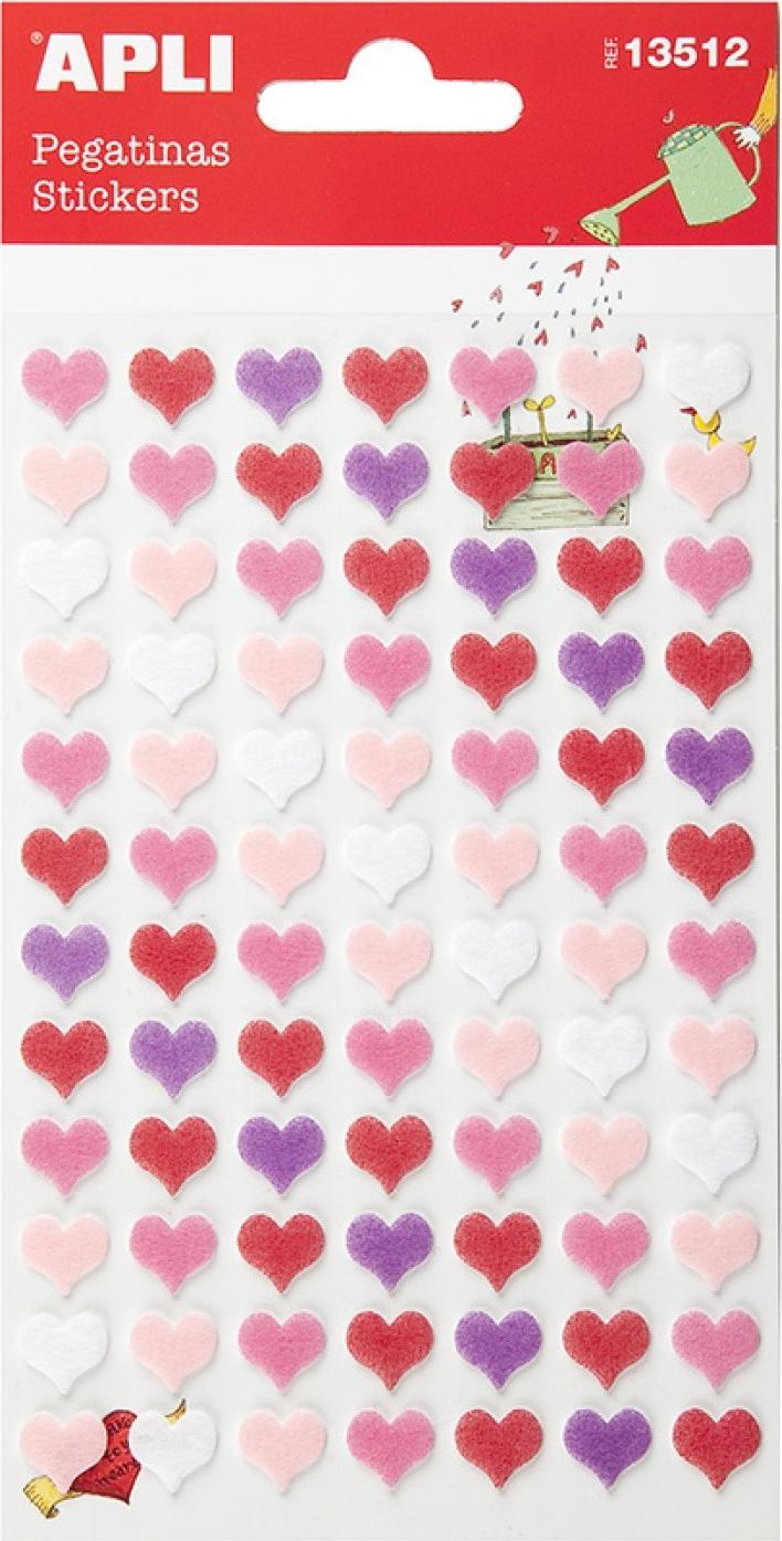 Apli Naklejki APLI, filc, serca, 84 szt., mix kolorów