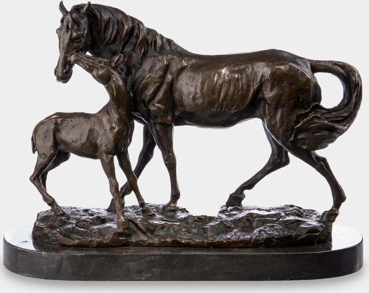 rzezbyzbrazu Konie Źrebak i Klacz Rzeźba z Brązu