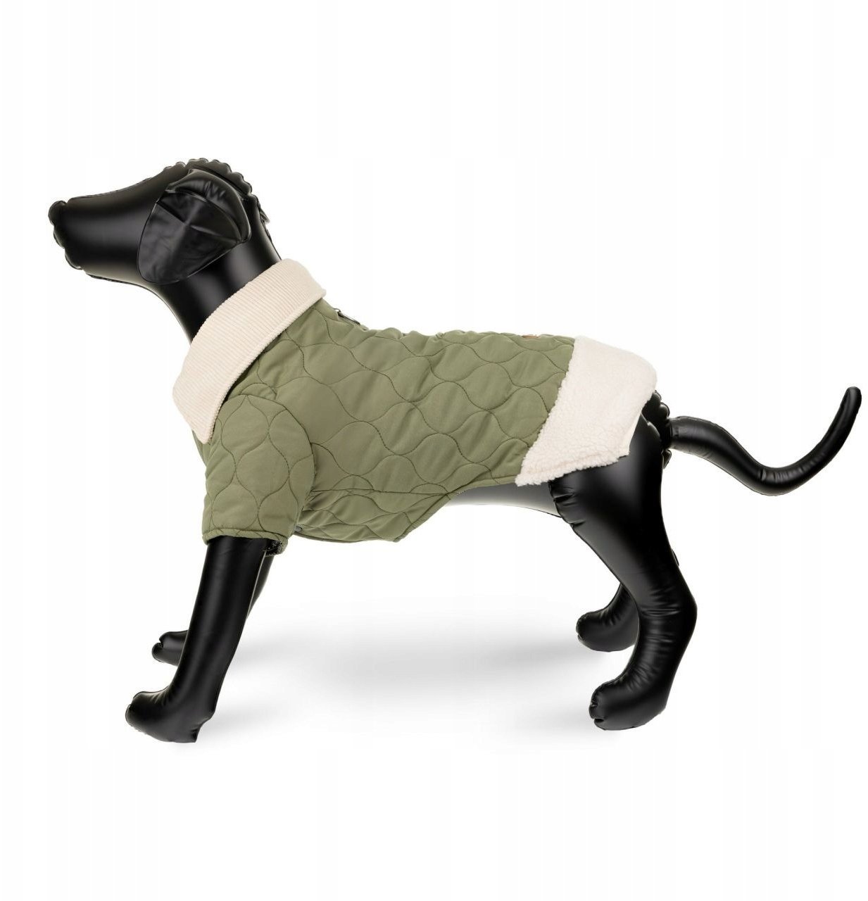 Kurtka, dla psa, zielona, z kołnierzykiem, pikowana, rozmiar L, 45