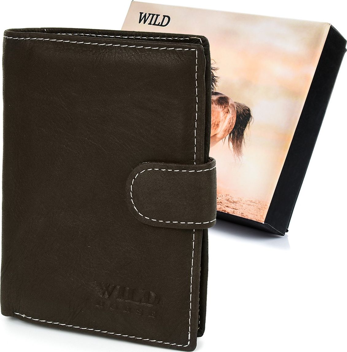 Wild Portfel skórzany męski duży Wild Horse brązowy RFiD I42