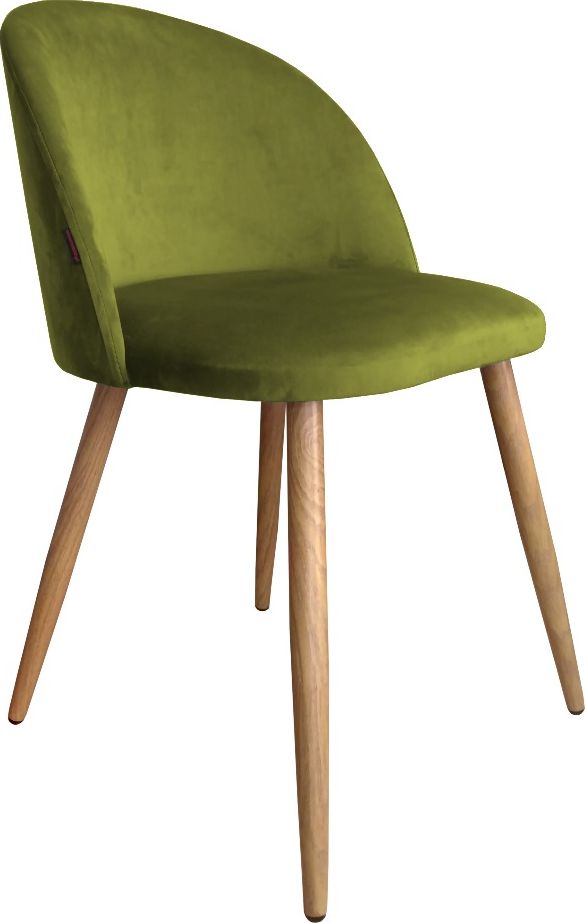 Atos Krzesło CLAUDINE 2 BL VELVET oliwkowe/dąb na czterech nogach ATOS