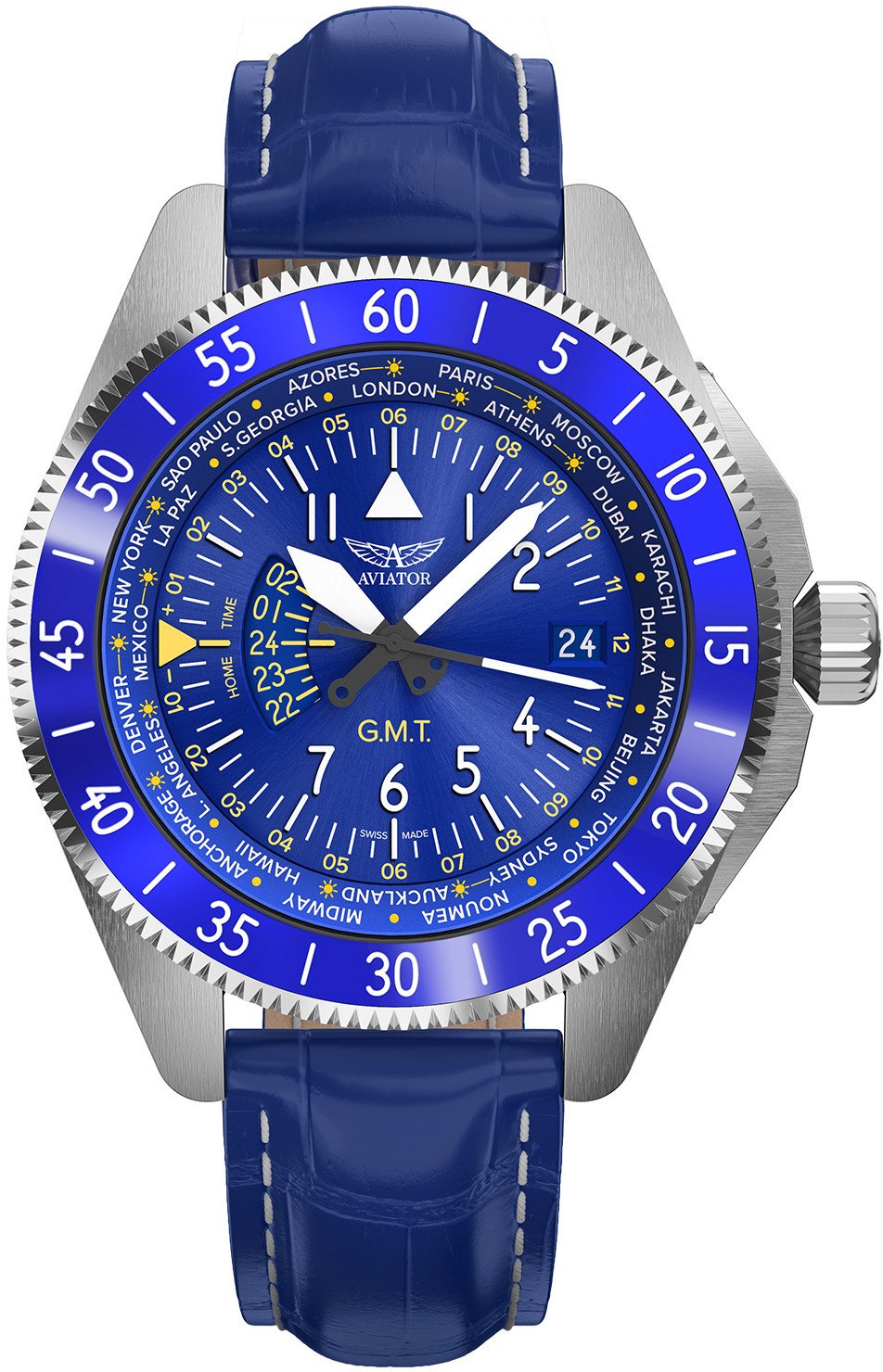 Zegarek Aviator Zegarek męski V.1.37.0.308.4 niebieski