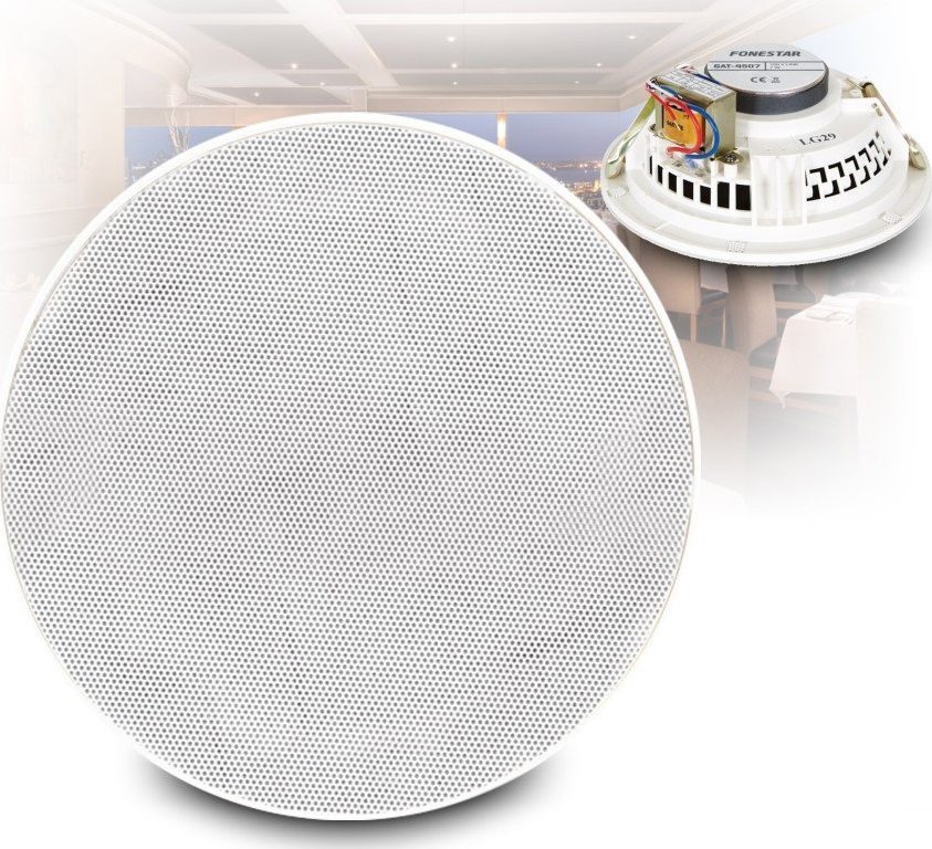 Fonestar Fonestar GAT-4507 - 100V Głośnik sufitowy 6'' biały - maskownica o grubości tylko 1 mm