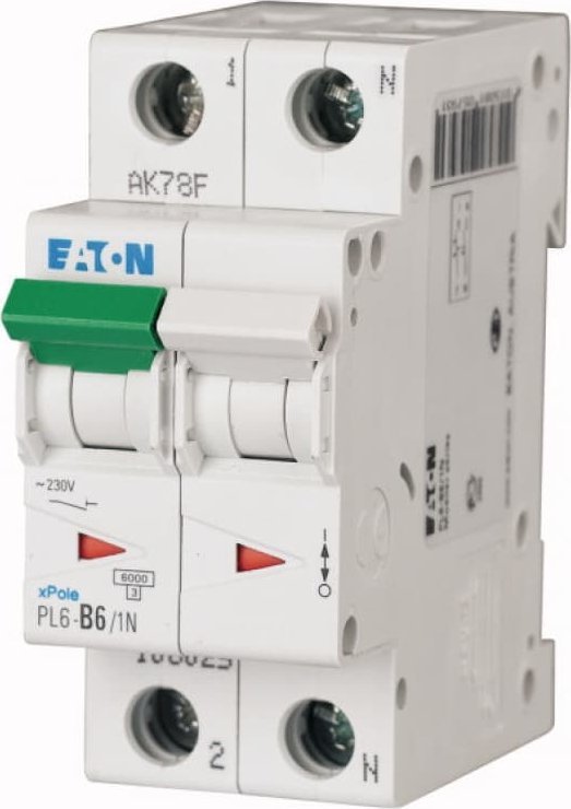 Eaton Wyłącznik nadprądowy 1P+N C 6A 6kA AC PL6-C6/1N 106031
