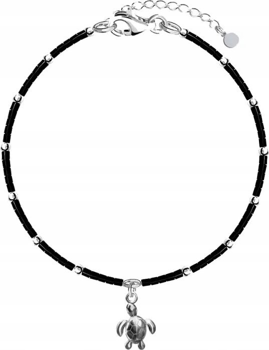 Radziszewska Jewellery Bransoletka na nogę z koralikami Żółw srebro