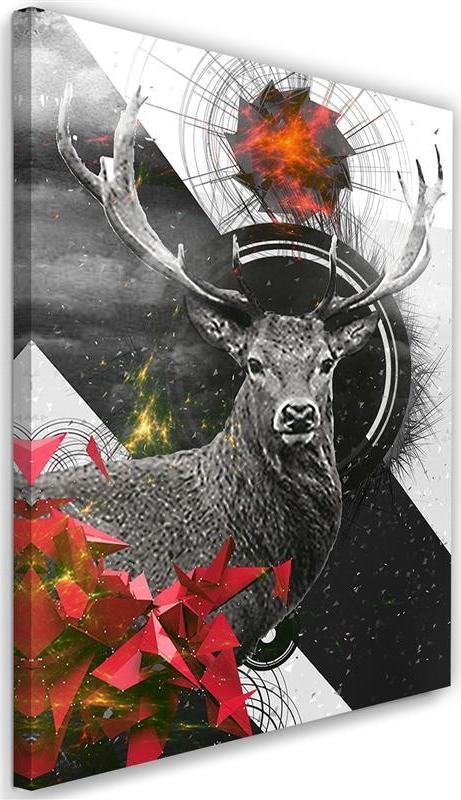 Feeby OBRAZ NA PŁÓTNIE Jeleń Abstrakcja Kolorowy 40x60