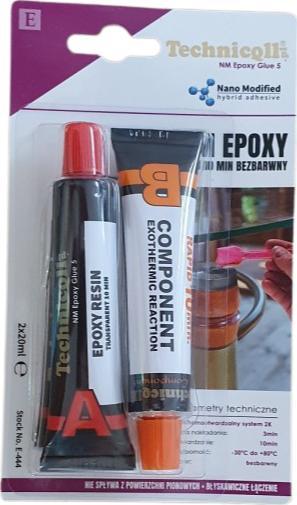 Technicoll Klej epoksydowy bezbarwny 10 min. 2x20ml Technicoll