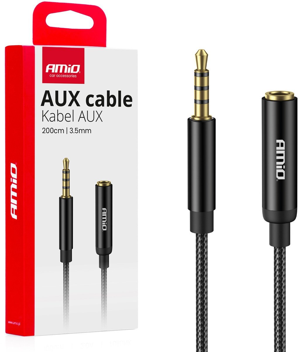 Kabel audio przedłużacz aux mini jack 3.5mm 2m amio-04296