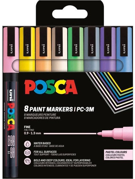 POSCA PC-3M 8stk Pastel Farver