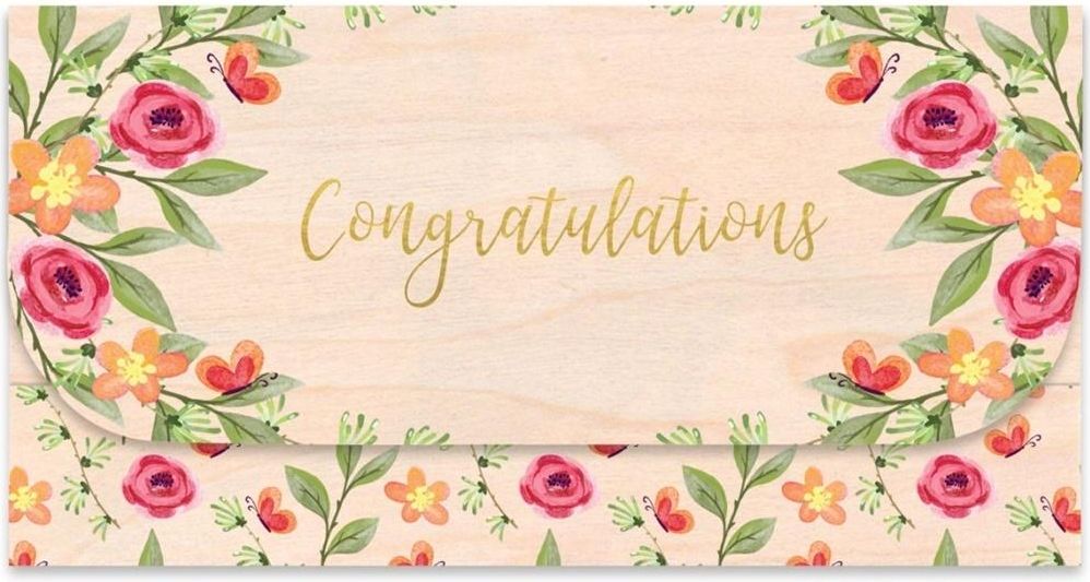 Cozywood Koperta upominkowa drewniana Gratulacje