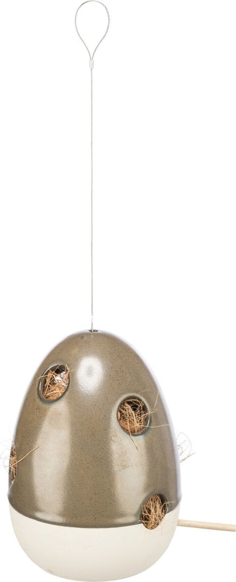Trixie Podajnik na materiał gniazdowy, dla ptaków, ceramiczny, kolor leśny, 12 x 12 x 16 cm, zawieszany