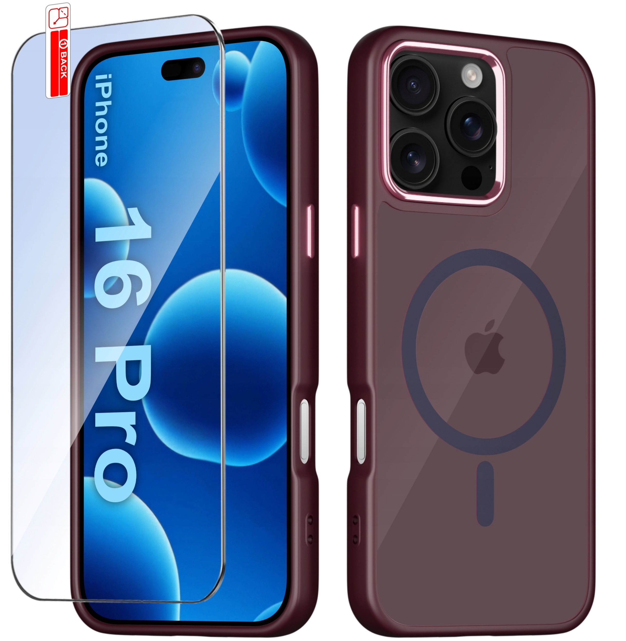 Etui do iPhone 16 Pro CASE do MagSafe MATOWE Magnetyczne PREMIUM + Szkło 9H