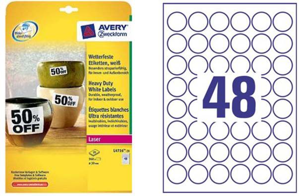 Avery Zweckform ETYK.ZF 4716 ŚR.30 A4 20 ARK. ETYKIETA - L4716-20