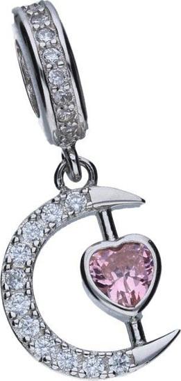 Lovrin Srebrna zawieszka 925 księżyc serce z cyrkoniami 1,59g