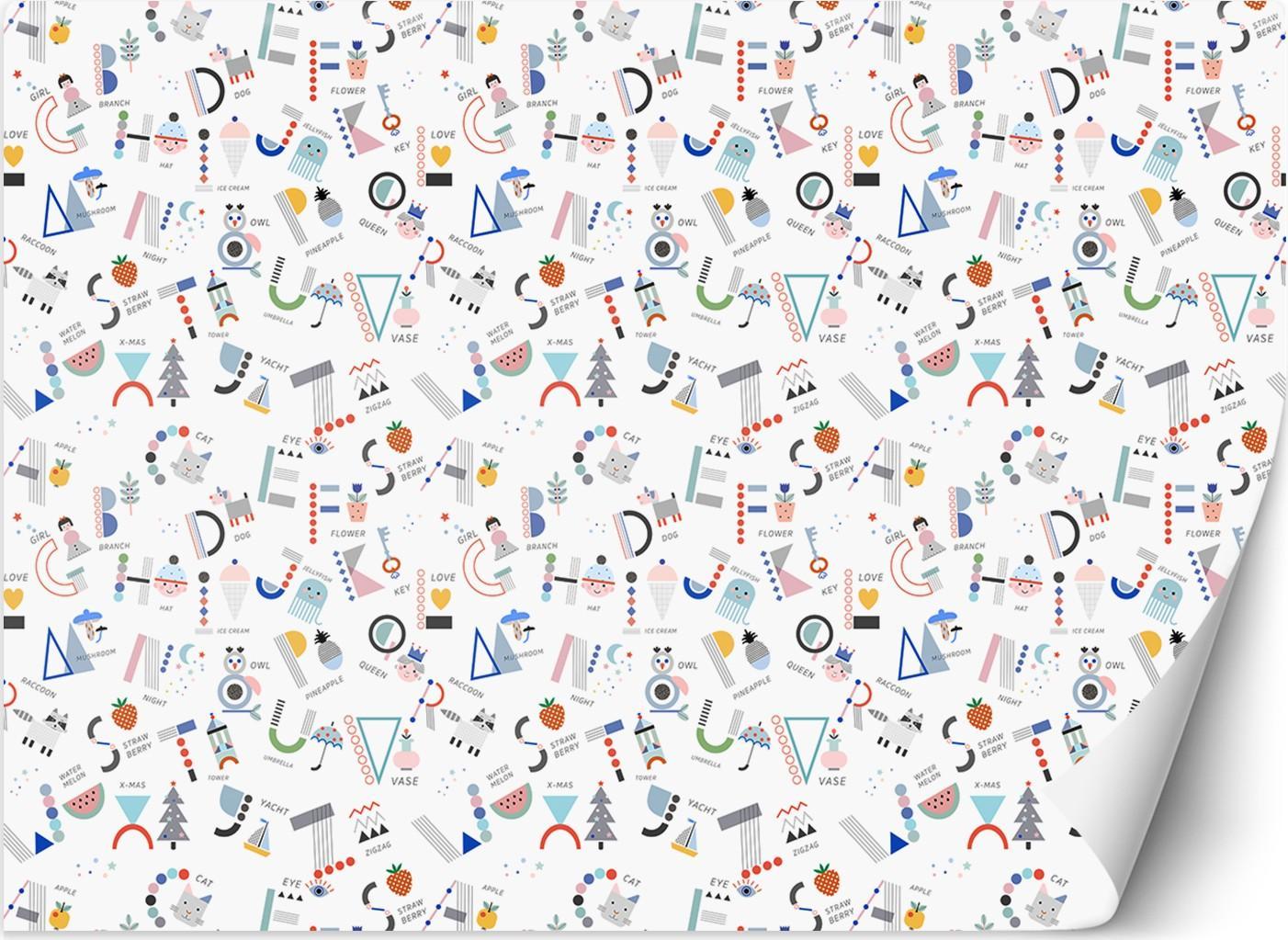 CaroGroup FOTOTAPETA DLA DZIECI Literki Owoce Boho 300x210