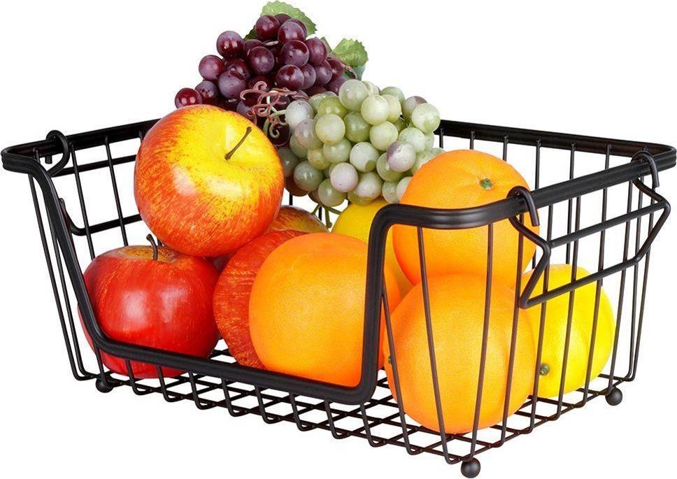 Vilde Koszyk na owoce i warzywa metalowy czarny loft 32x20x13,5 cm