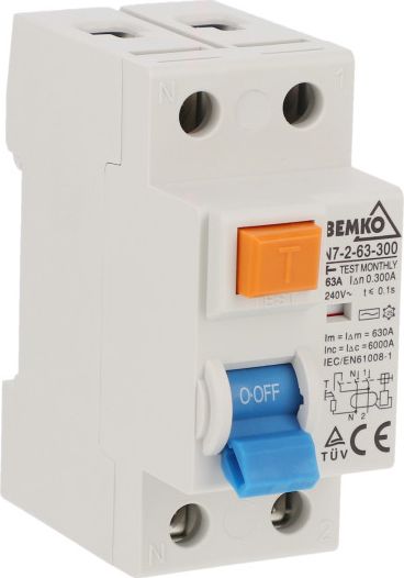 Bemko Wyłącznik różnicowoprądowy AC 2P 63A 300mA A05-N7-2-63-300