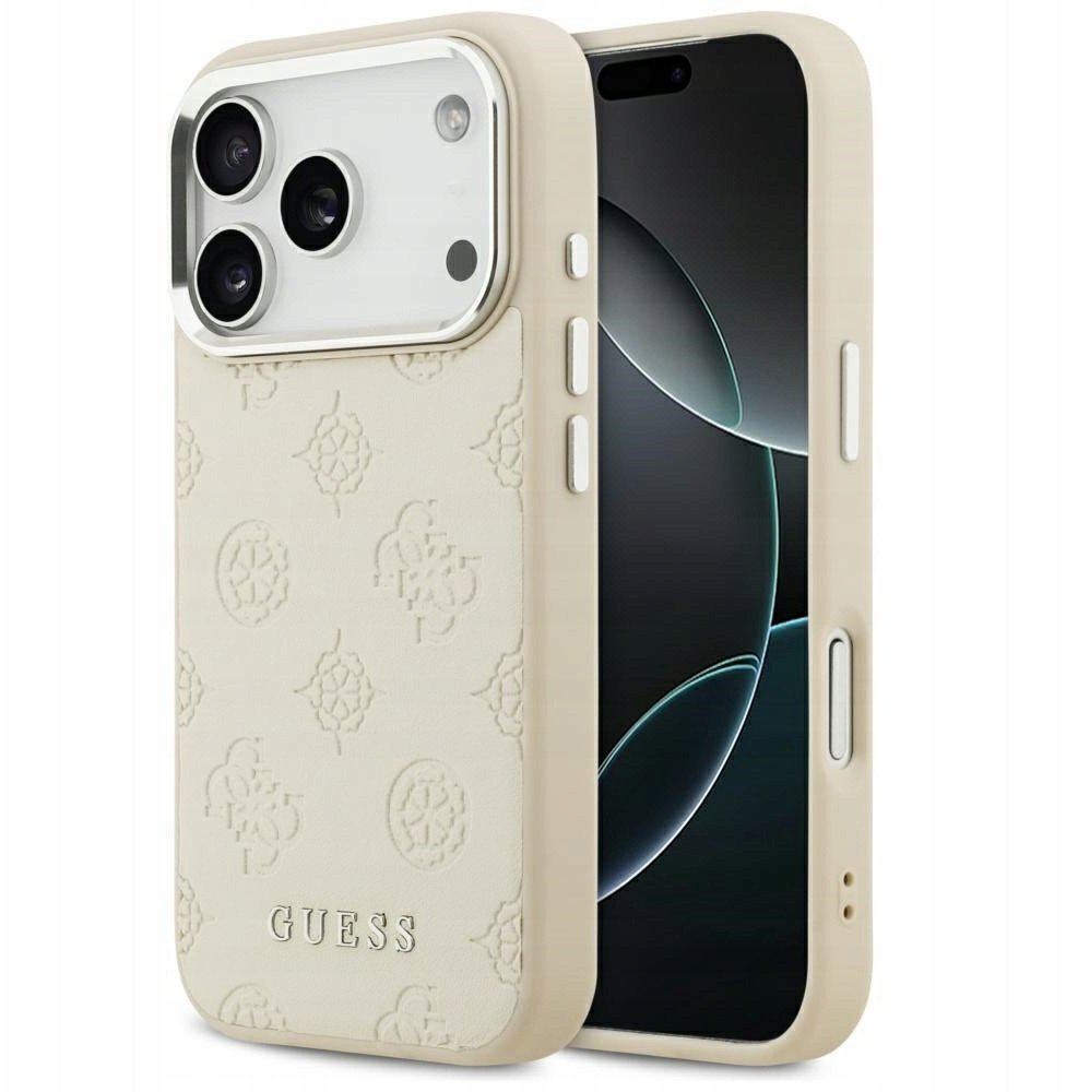 Guess Peony Hot Stamp Script MagSafe Case for iPhone 17 Pro Beige