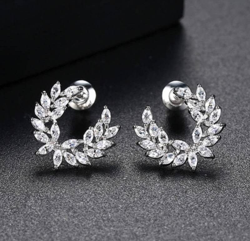 Upominkarnia Kolczyki ślubne wizytowe z kryształkami stal szlachetna KSL98