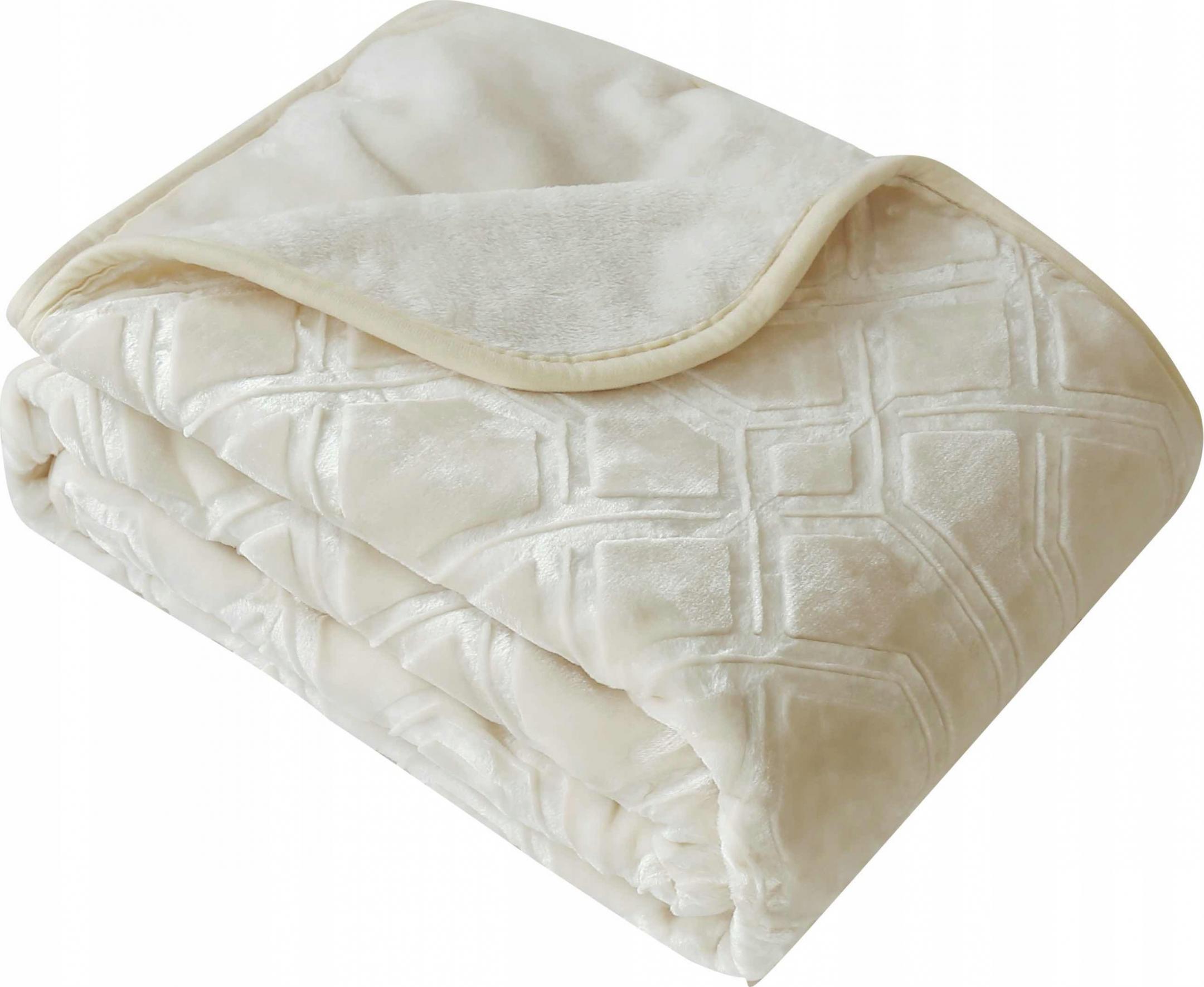 Spod Igły i Nitki KREMOWY GRUBY KOC NARZUTA AKRYL VITO ELWAY 160X200