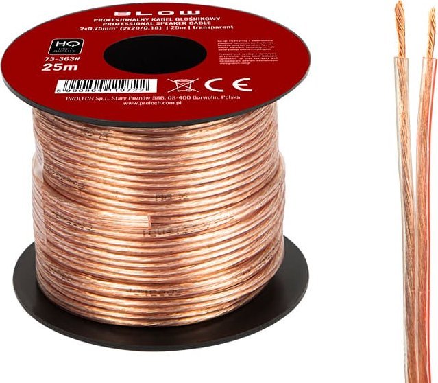 Kabel Blow 73-363# Przew.głośn.2x0,75mm przezroczysty 25m
