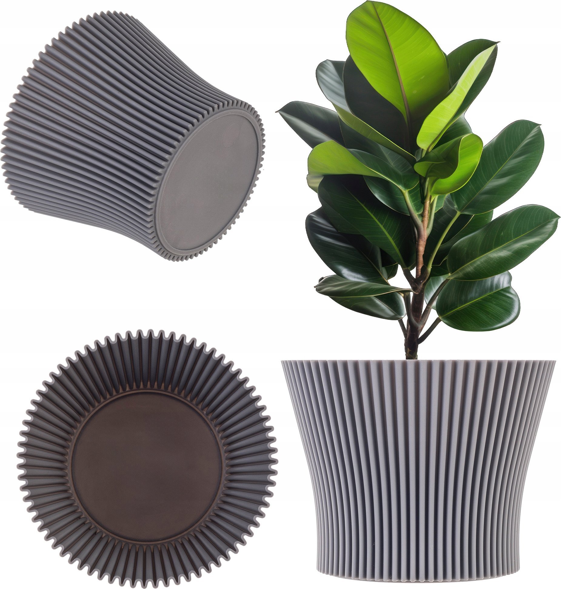 KADAX Doniczka Donica Na Kwiaty 11cm Osłonka Rośliny Kwietnik Plastikowa szara
