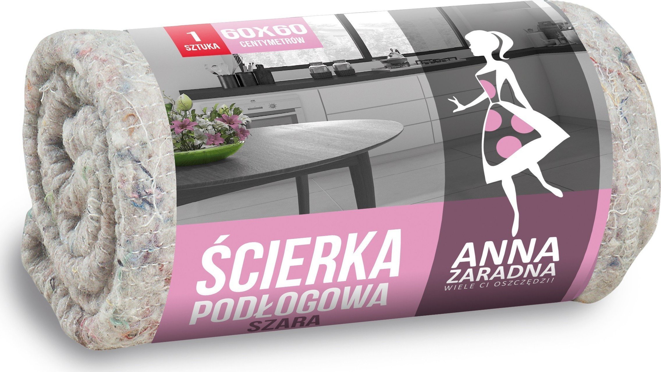 Stella ANNA ZARADNA Ścierka podłogowa szara 60 x 60cm - 1 szt.