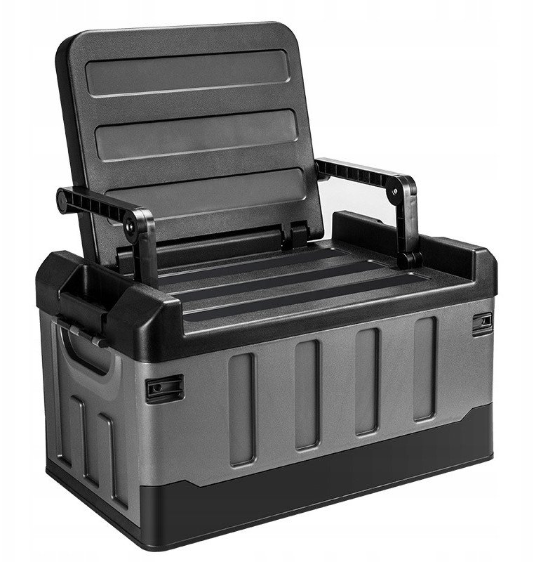 Ława OGRODOWA SCHOWEK FOTEL Kempingowy 60L Składany PORĘCZNY Camping CZARNY