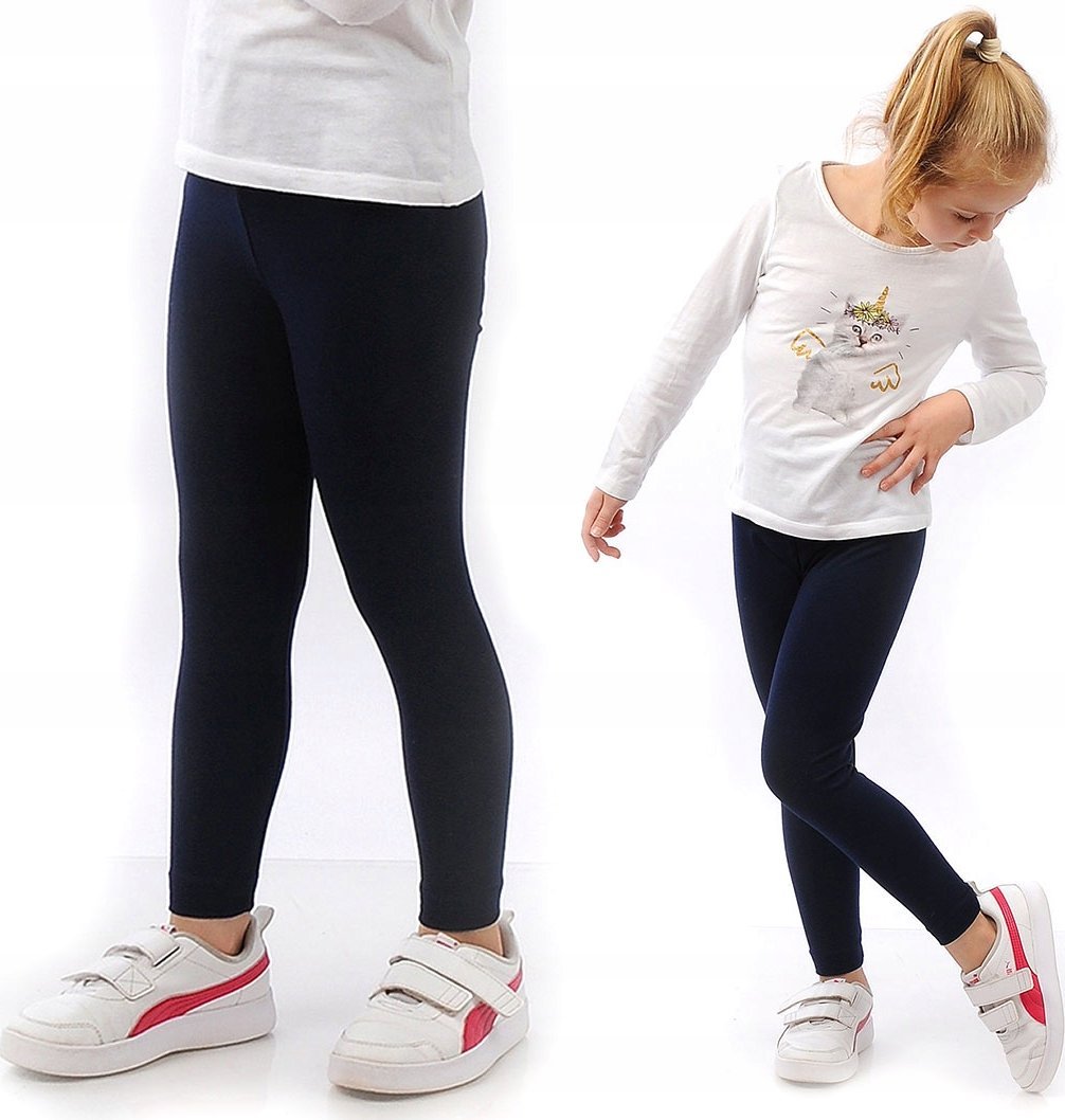 Legginsy dziecięce długie bawełniane klasyczne Granatowe 104