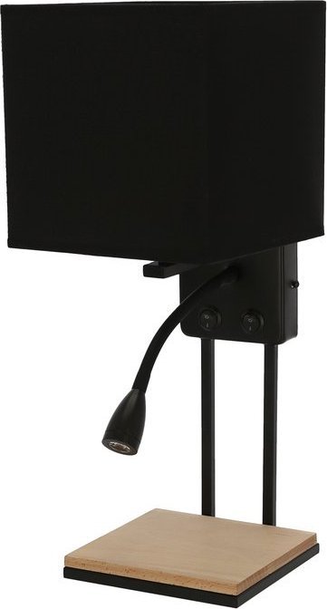 Kinkiet Candellux THEO LAMPA KINKIET CZARNY 1X40W E14 + 2W LED ABAŻUR CZARNY Z WŁĄCZNIKAMI