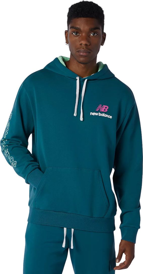 New Balance New Balance Athletics Clash Hoodie MT13564MTL Niebieskie L