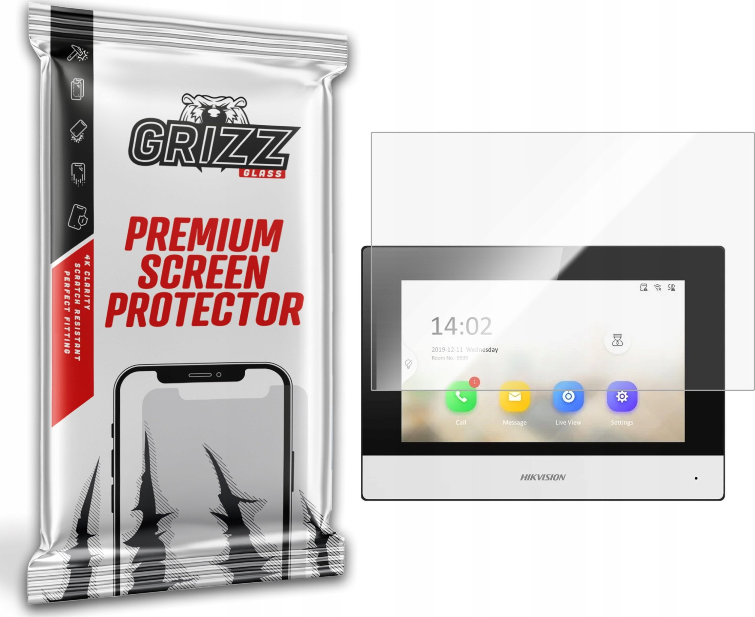 GrizzGlass Folia ceramiczna GrizzGlass CeramicFilm do wideodomofonu HIKVISION IP DS-KH8350-WTE1/EU 7"