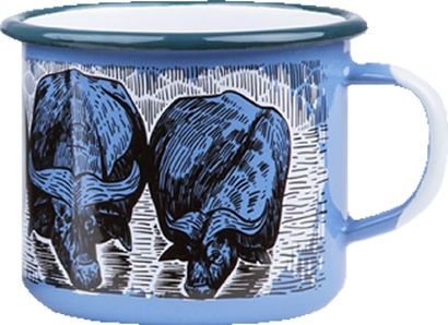 The Big 5 of Africa Kubek emaliowany Buffalo niebieski