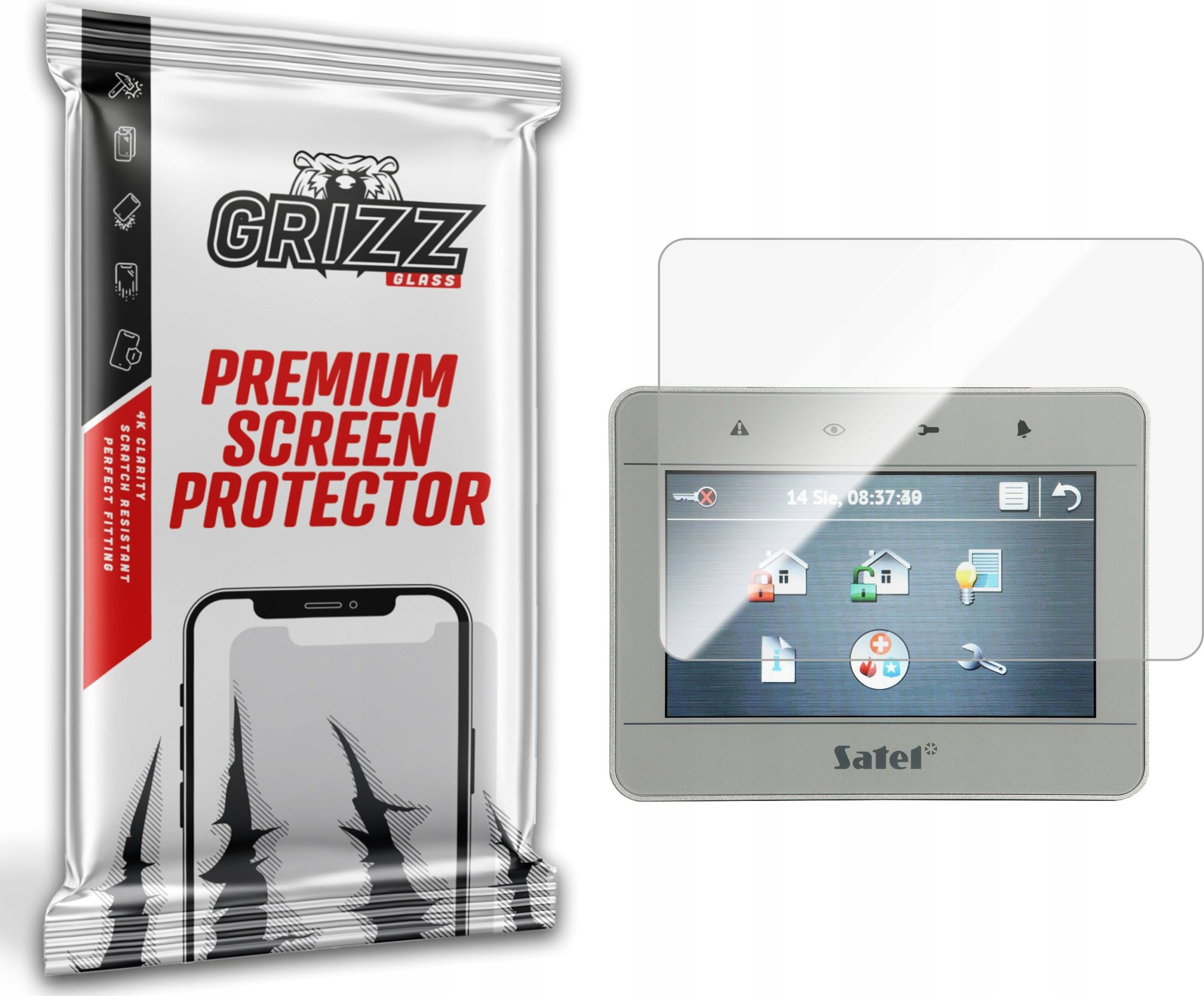Etui do nawigacji GrizzGlass Folia ceramiczna GrizzGlass CeramicFilm do manipulatora alarmowego Satel INT-TSG-SSW 4,3"