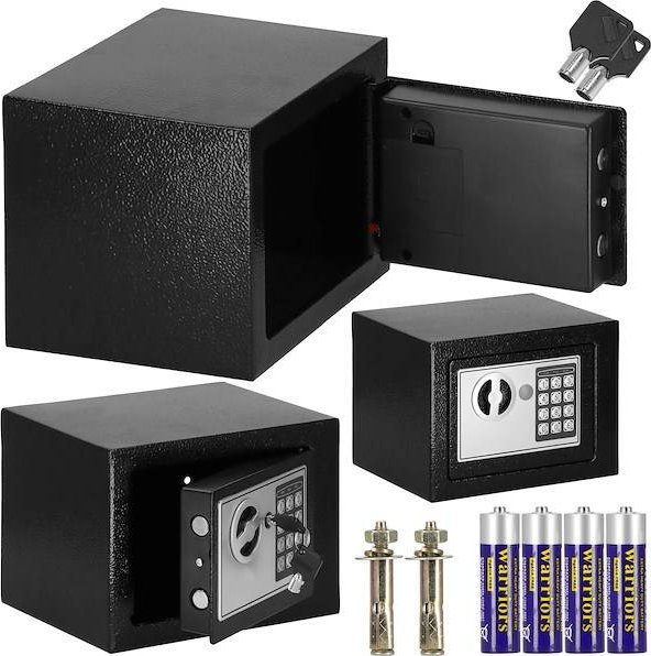 Springos Sejf domowy na pieniądze, kasetka, skrzynka 23 cm z zamkiem elektronicznym czarny UNIWERSALNY