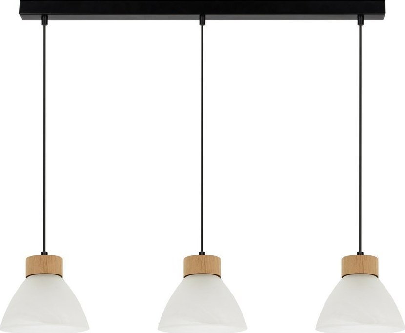 Lampa wisząca Topeshop Prahas Lampa Wisząca 3xE14 Max.40W Czarny/Dąb/Biel