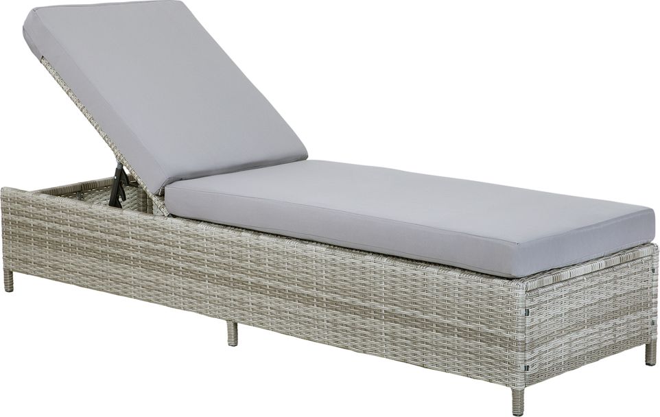 Shumee Leżak ogrodowy rattanowy szary TURIN II