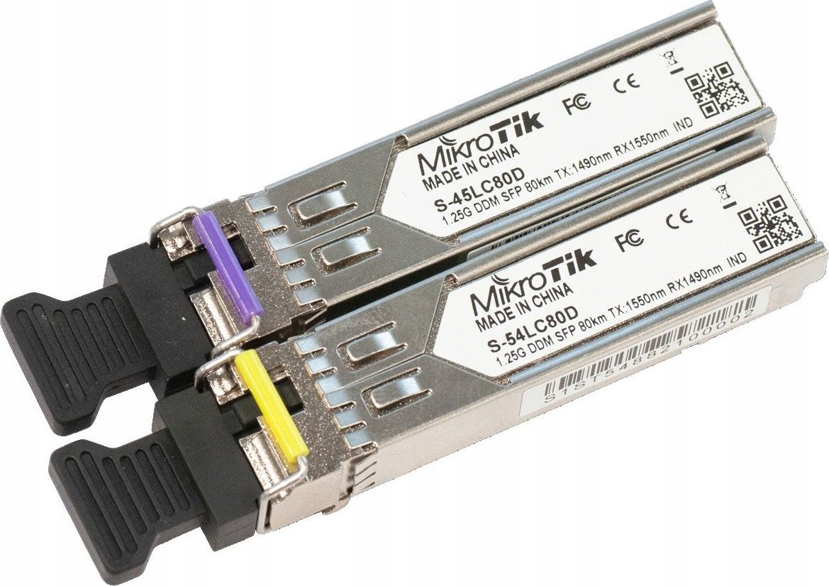 MikroTik MIKROTIK S-4554LC80D PAIR OF SFP MODULES (1.25G SM 80KM T1490NM/R1550NM LC) + (1.25G SM 80KM T1550NM/R1490NM LC)