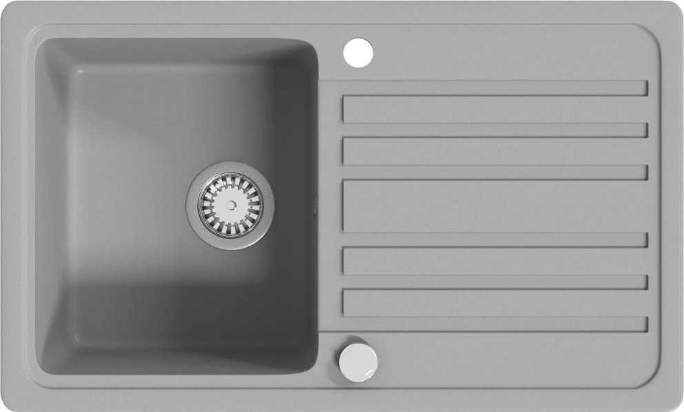 Zlewozmywak vidaXL Granitowy, jednokomorowy, szary z ociekaczem