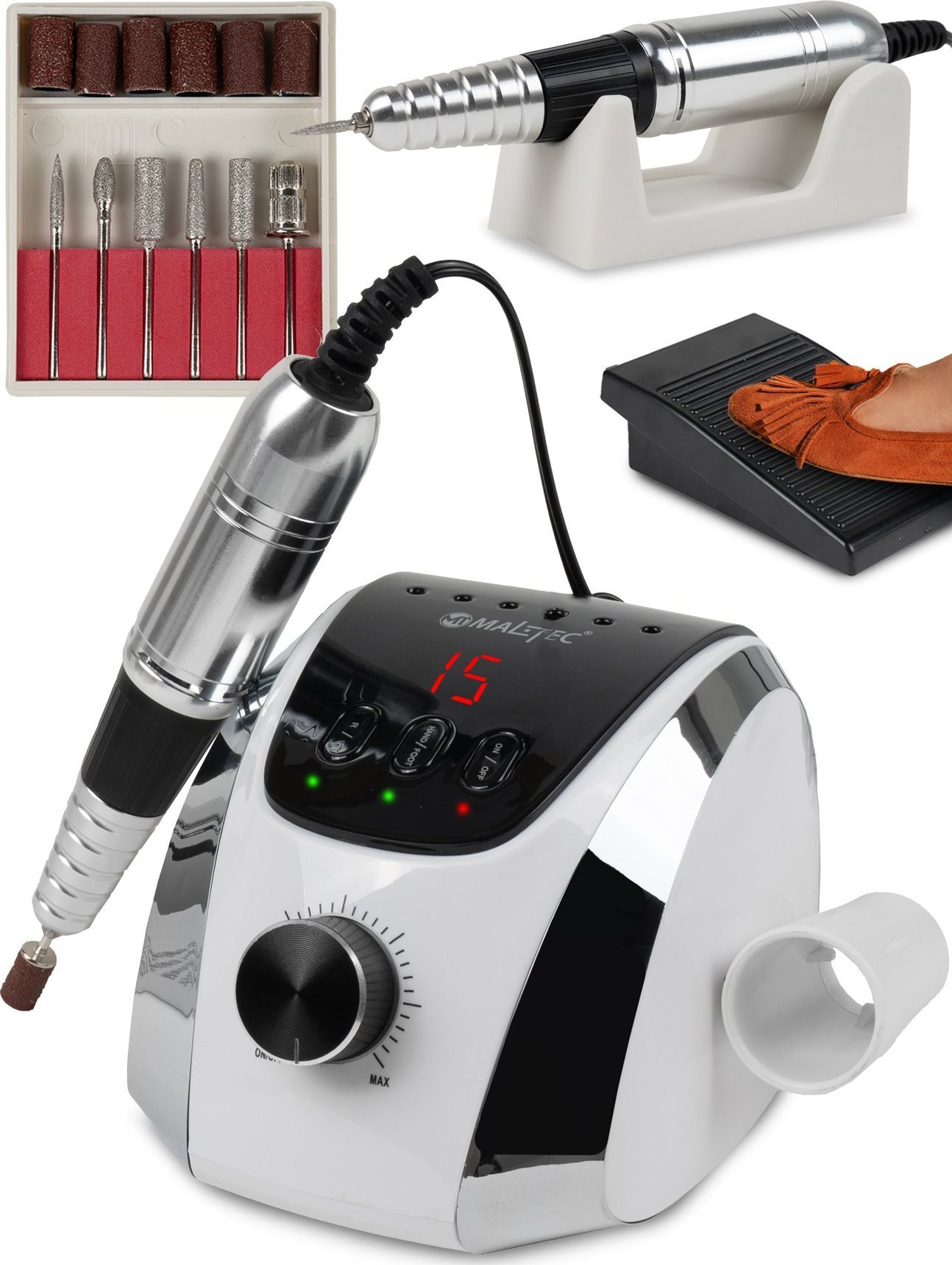 Maltec Profesjonalna Frezarka do Paznokci 68W + Frezy