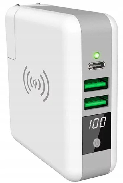 Ładowarka Bezprzewodowa Powerbank 6700 mAh 3W1 USB-A USB-C Quick Charge 5W one size