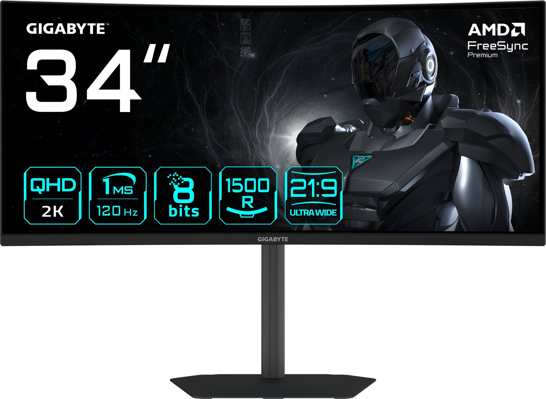 GIGABYTE GS34WQCA 86,36cm 34Zoll VA EDGE 3440x1440 WQHD 120Hz 300cd/m2 2xHDMI 2.1 1xDP 1.4