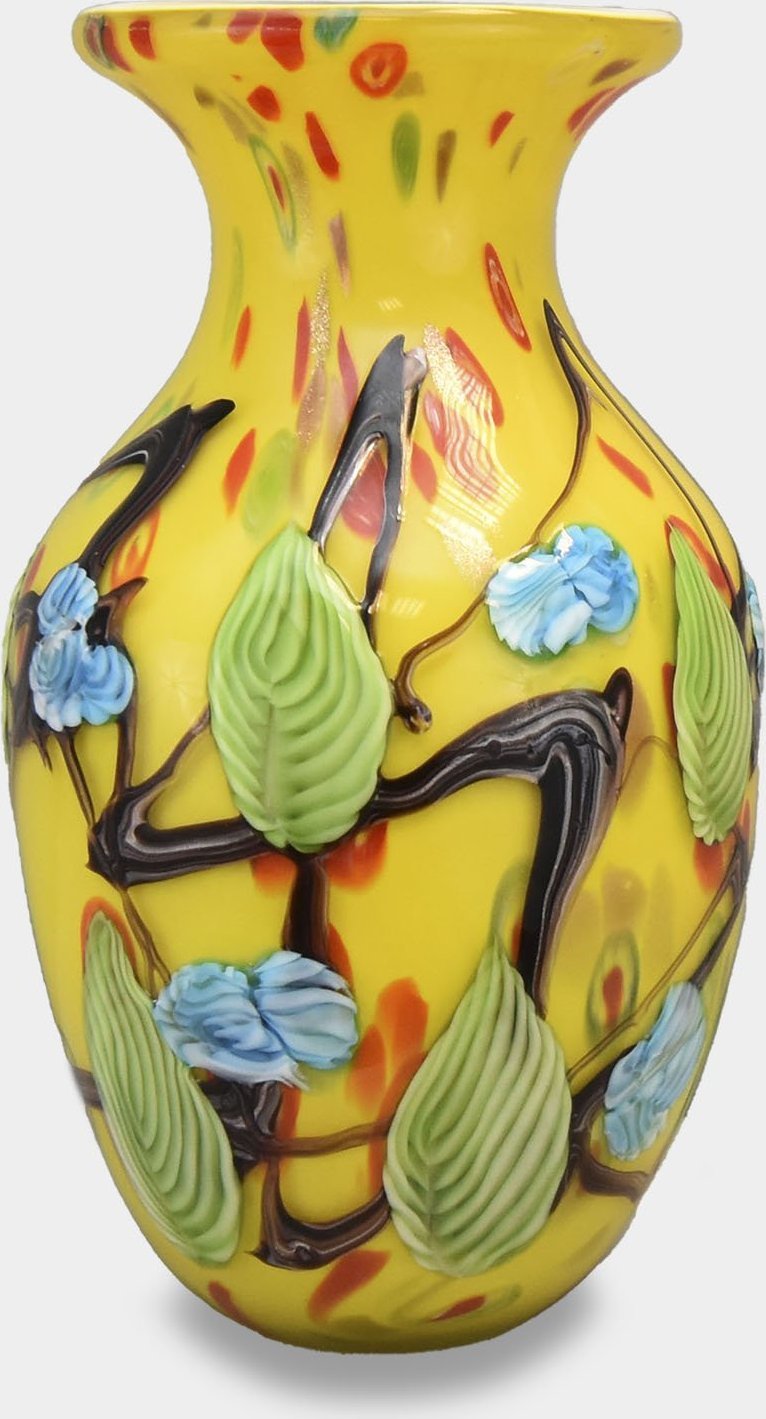 rzezbyzbrazu Wazon Szklany w Stylu Murano Klasyczny Żółty