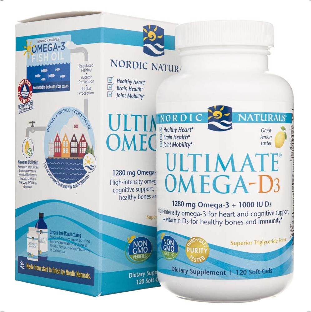 Nordic naturals Nordic Naturals - Ultimate Omega-D3, 1280mg, Smak Cytrynowy, 120 kapsułek miękkich
