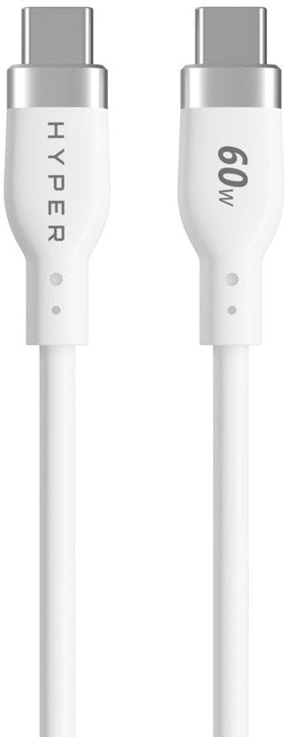Hyper 1.5m Silicone USB-C to USB-C 60W Charging Cable, White