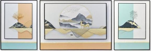 DKD Home Decor Zestaw 3 obrazów DKD Home Decor Góra Nowoczesny (200 x 3 x 70 cm) (3 pcs)