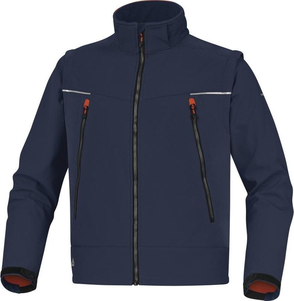Delta Plus ORSA - bluza "softshell" z poliestru i elastanu, 2w1, 3 warstwy laminowane, kryty zamek błyskawiczny, kaptur, 3 - granatowo-pomarańczowy L