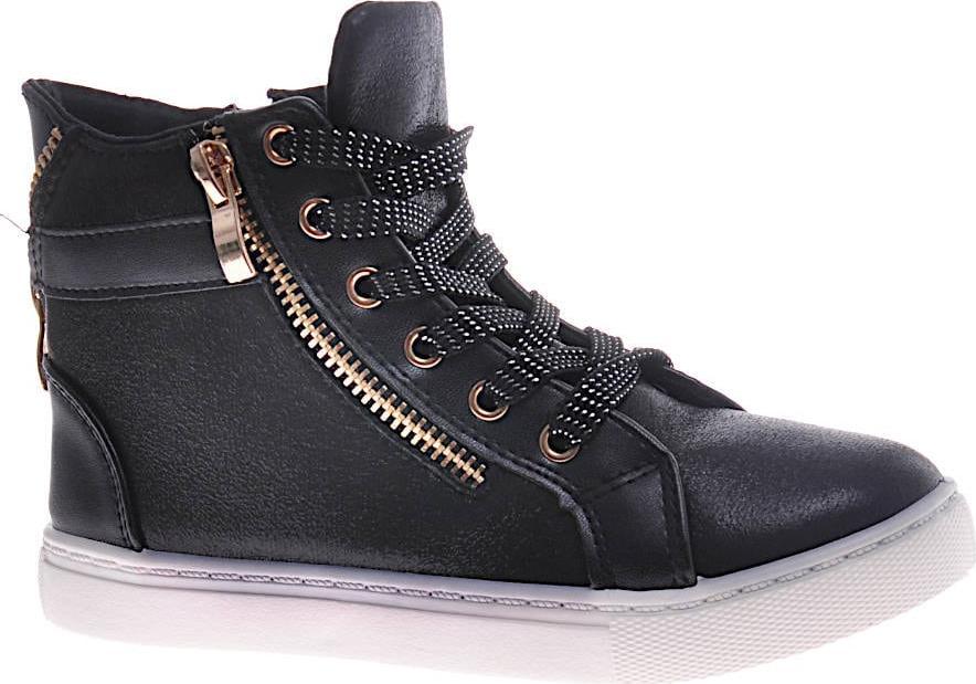 Dziewczęce trampki z wysoką cholewką Czarne /D8-2 11184 S194/ 33